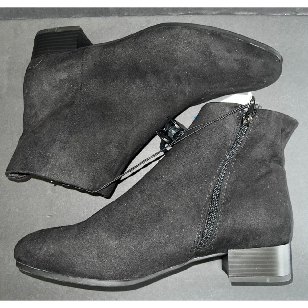 TIME AND TRU SZ 11W BLACK ANKLE ZIP UP BOOTS, MEMORY FOAM, NEW WITH TAGS